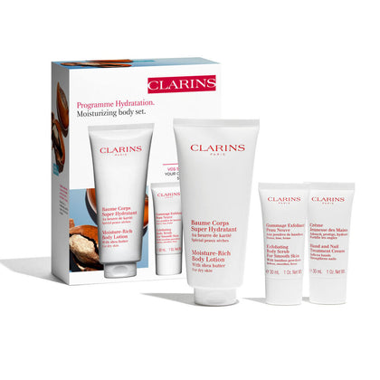 Coffret Baume Corps Super Hydratant, Gommage Exfoliant Peau Neuve et Crème Jeunesse des Mains
